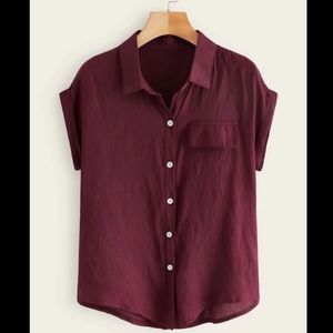 Rolled Cuff Knotted Hem Shirt